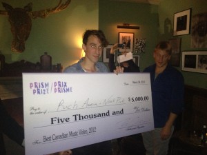 Noah Pink and his giant novelty cheque
